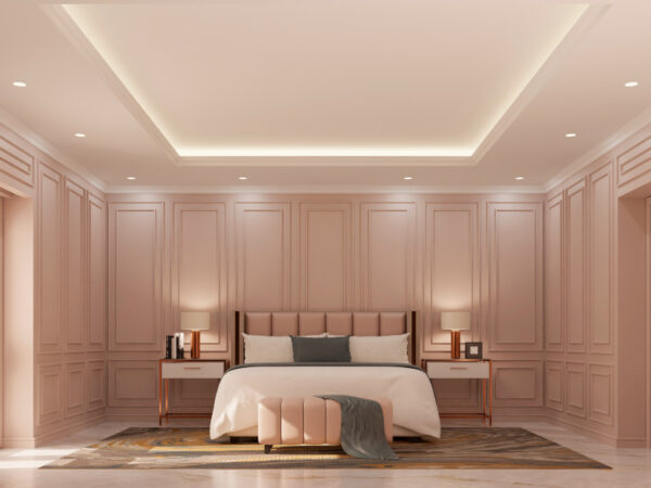 panelled bedroom wall