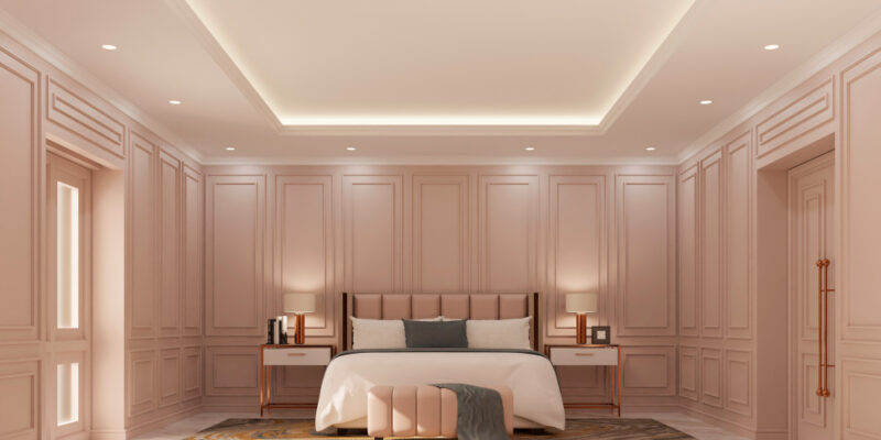 panelled bedroom wall